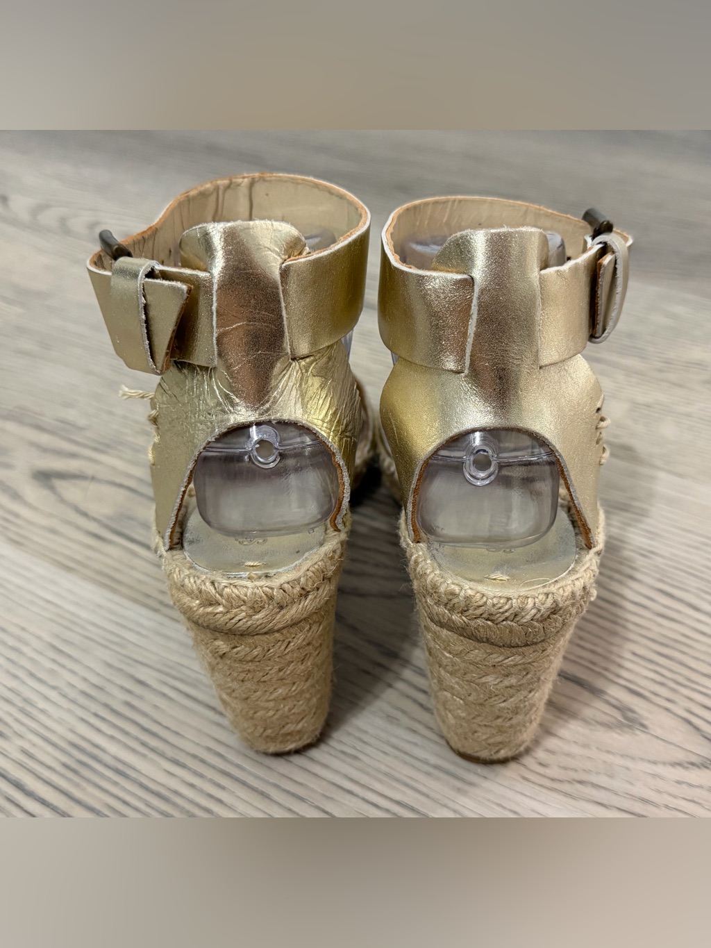 Soludos Leather Gold Metallic Wedge Heel Los - Size 8 Euc — image 5 of 8